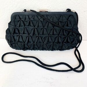 Kate Landry Black Satin Evening Purse 9.5” x 5” x 2.5”